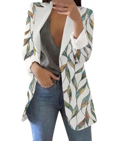 Blazers for Women Casual Lightweight Boho Floral Print Long Sleeve Open Front Work Suit Blazer Jackets Cardigan Coat 16-green...