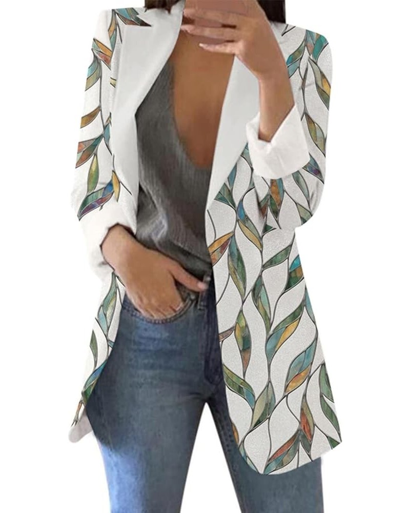 Blazers for Women Casual Lightweight Boho Floral Print Long Sleeve Open Front Work Suit Blazer Jackets Cardigan Coat 16-green...