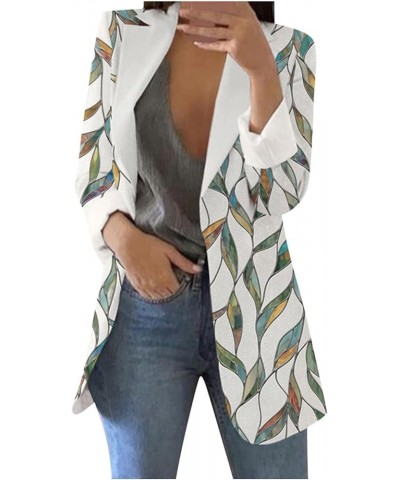 Blazers for Women Casual Lightweight Boho Floral Print Long Sleeve Open Front Work Suit Blazer Jackets Cardigan Coat 16-green...