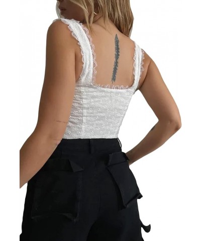 Women's Lace Ruffles Camis Tie Up Open Front Sleeveless Solid Color Casual Party Street Drawstring Cropped Tops H White $7.40...