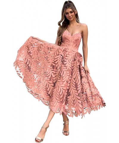 Lace 2024 Prom Dresses Short Sweetheart Neck Homecoming Dresses A Line Formal Dresses for Teens Coral $53.00 Dresses