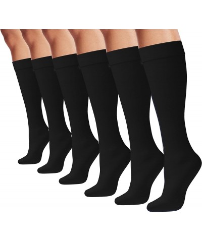 Women's Trouser Socks, 6-Pairs Silky Knee High Nylon Dress Socks, Opaque Stretchy Black $7.94 Socks