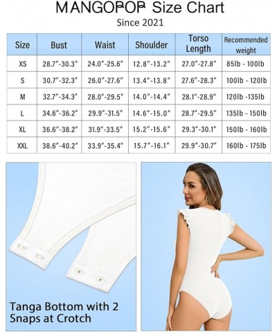 Women's Body Suits Cute Crew Neck Ruffle Sleeveless Slim Fit Bodysuit Tank Tops Tight Casual Sexy White $10.74 Bodysuits