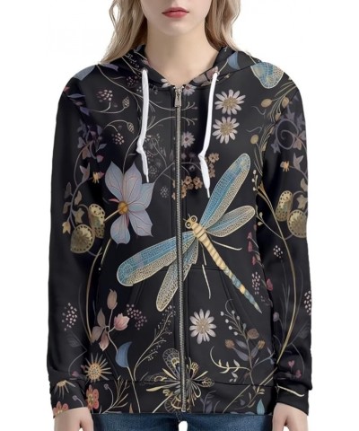 Zip Up Hoodie for Women Teen Girls Jacket Dragonfly $17.16 Hoodies & Sweatshirts