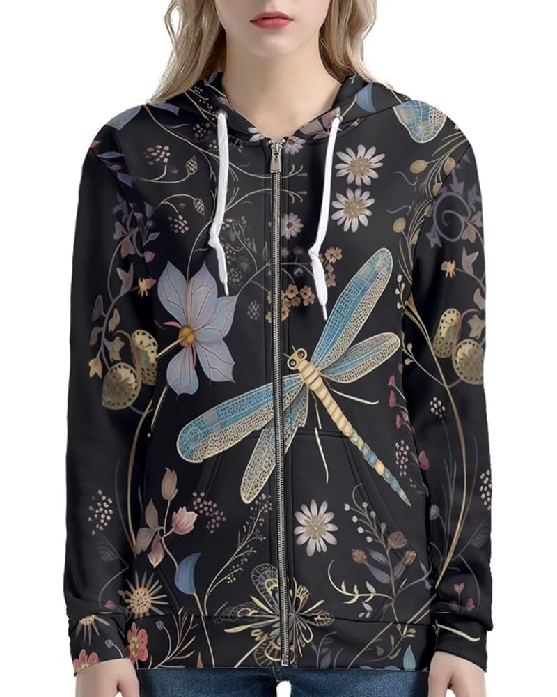 Zip Up Hoodie for Women Teen Girls Jacket Dragonfly $17.16 Hoodies & Sweatshirts