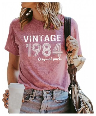 Vintage 1984 Shirt for Women 40th Birthday T-Shirt 1984 Birthday Gifts Idea Shirts Retro Birthday Party Tee Tops Pink $12.75 ...