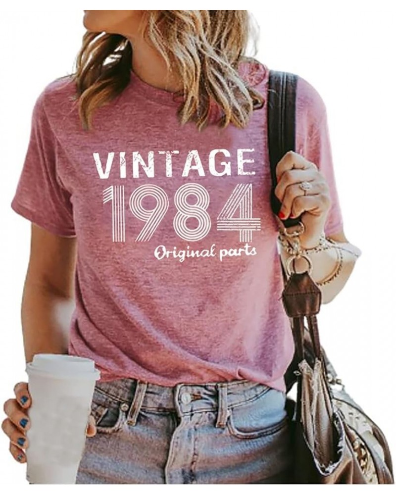 Vintage 1984 Shirt for Women 40th Birthday T-Shirt 1984 Birthday Gifts Idea Shirts Retro Birthday Party Tee Tops Pink $12.75 ...