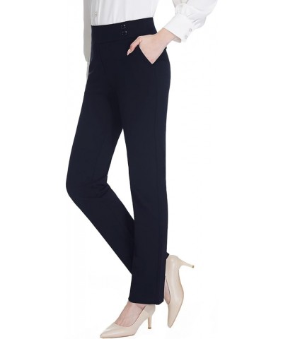 Women's Straight Leg Dress Pants Stretchy High Waist with Pockets 29''/31''/33''for Work Casual 33''inseam Navy Blue $20.25 P...