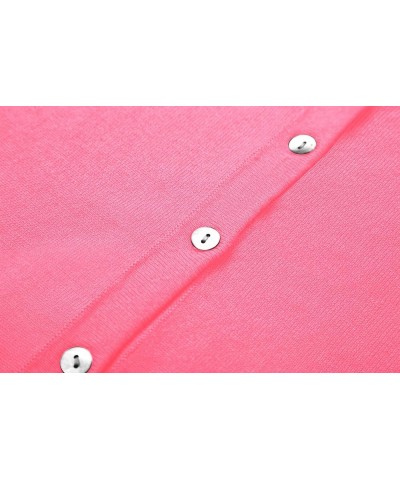 Women's Button Down Crew Neck Cropped Cardigan Lightweight Shrug Kint Sweater Coral $13.06 Sweaters