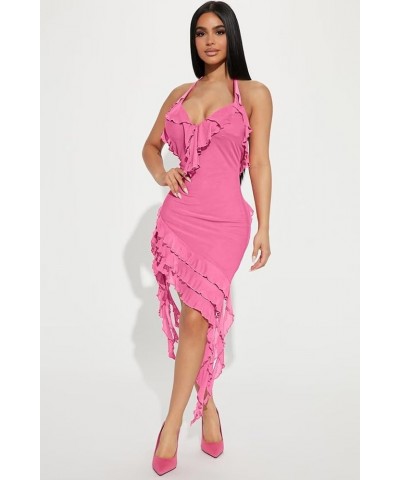 Women 3D Floral Tassels Ruffle Dress Sleeveless See Through Sheer Mesh Split Ruched Club Party Dress 19pink $23.93 Dresses