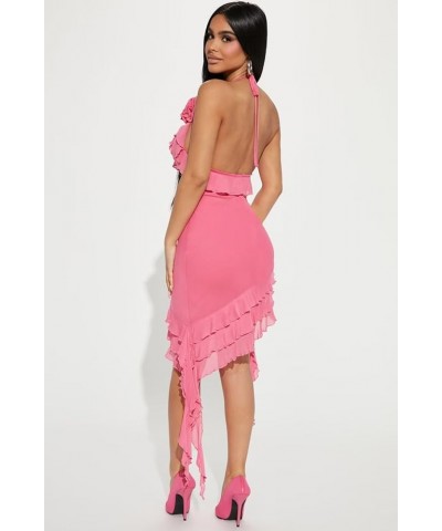 Women 3D Floral Tassels Ruffle Dress Sleeveless See Through Sheer Mesh Split Ruched Club Party Dress 19pink $23.93 Dresses