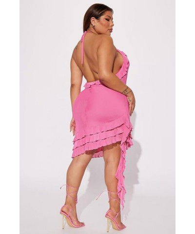 Women 3D Floral Tassels Ruffle Dress Sleeveless See Through Sheer Mesh Split Ruched Club Party Dress 19pink $23.93 Dresses