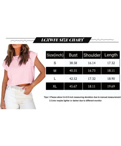 Women Summer Crop Tops Casual Round Neck Cropped T Shirt Solid Color Basic Tees 03-pink $11.39 T-Shirts