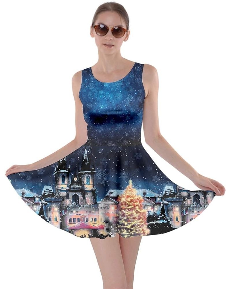 Womens Christmas Dresses Xmas Santa Vintage Snowman Snowflakes Winter A Line Skater Dress, XS-5XL Navy $13.43 Others