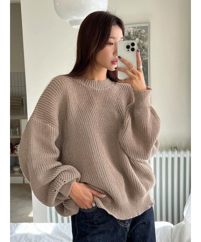 Women's Sweaters Womens Fall Fashion Eyelet Detail Ribbed Knit Drop Shoulder Sweater Sweaters for Women (Color : Khaki, Size ...