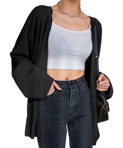 Cardigan Sweaters for Women Long Sleeve Lightweight Open Front Knit Cardigans Black $10.63 Sweaters