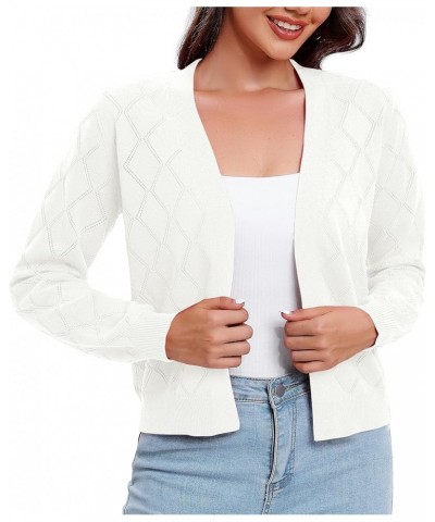 Women's Long Sleeve V-Neck Open Front Shrugs Soft Knit Sweater Cardigan White $12.12 Sweaters