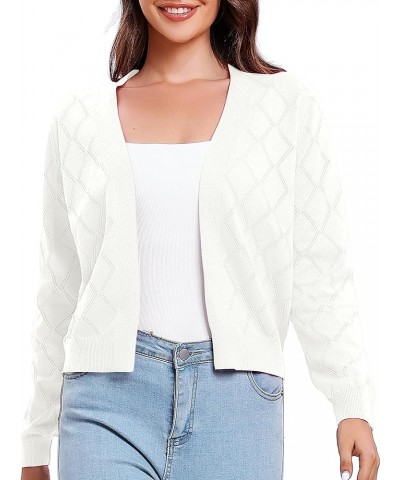 Women's Long Sleeve V-Neck Open Front Shrugs Soft Knit Sweater Cardigan White $12.12 Sweaters