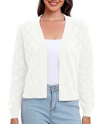 Women's Long Sleeve V-Neck Open Front Shrugs Soft Knit Sweater Cardigan White $12.12 Sweaters