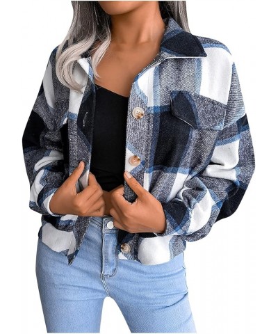 Shacket Jacket Women 2024 Fall Long Sleeve Coats Dressy Boyfriend Plaid Print Outerwear Classic Button Cardigan E1-gray $12.4...