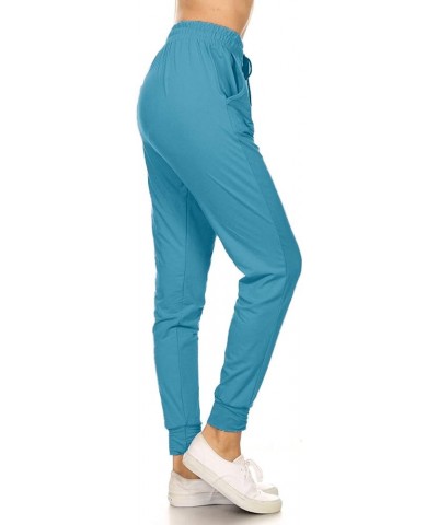 Women's Relaxed-fit Jogger Track Cuff Sweatpants with Pockets for Yoga, Workout Turquoise $8.82 Pants