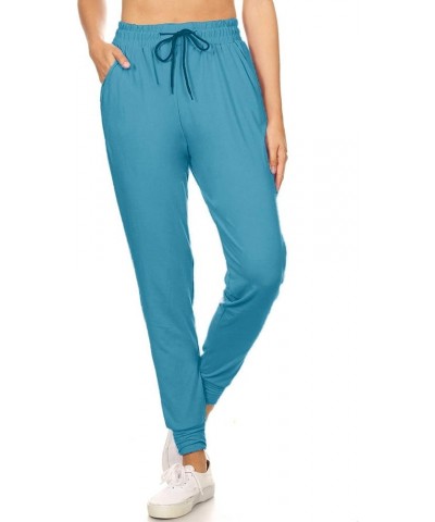 Women's Relaxed-fit Jogger Track Cuff Sweatpants with Pockets for Yoga, Workout Turquoise $8.82 Pants