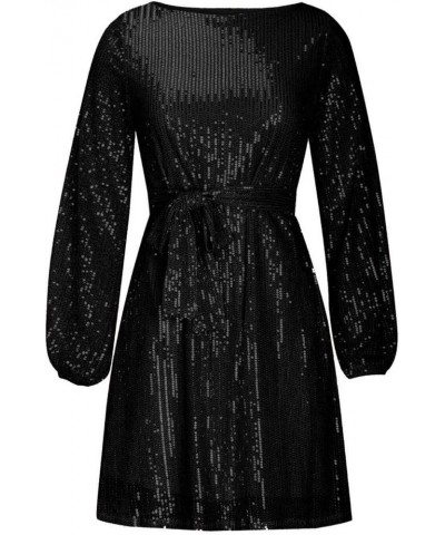 Sequin Dress for Party Night Women's Sparkle Glitter Club Dress Sexy Mock Neck Birthday Dress for Date Night Blackc2 $8.09 Dr...