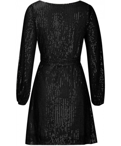 Sequin Dress for Party Night Women's Sparkle Glitter Club Dress Sexy Mock Neck Birthday Dress for Date Night Blackc2 $8.09 Dr...