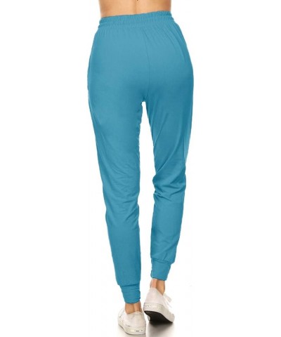 Women's Relaxed-fit Jogger Track Cuff Sweatpants with Pockets for Yoga, Workout Turquoise $8.82 Pants