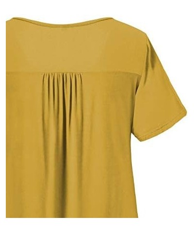 Women's Plus Size Casual Tunic Tops Floral Blouses Short/Long Sleeve Henley T Shirts for Women M-4XL Short Yellow $10.32 Tops