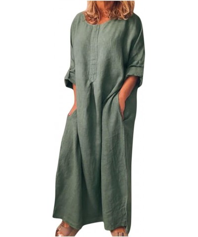 Linen Dresses for Women 2023 Plus Size Dress with Pocket Summer Casual Long Sleeve Boho Maxi Dress Sundress Clothes A-gray $1...