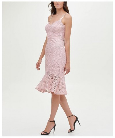 Women's Bodycon Lace W/Flounced Hem Rose Quartz $18.35 Dresses