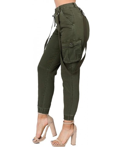 Women's Stretchy Baggie/Slim Fit High Waist Trendy Jogger Slacks Pants for Women Olive Rjj5139 $17.48 Pants