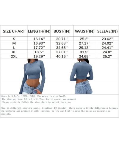 Women's Slim fit Long Sleeve Crop Tops Y2K Crewneck Cute Sexy Cropped T Shirts (Green, M) Small Haze Blue $10.99 T-Shirts