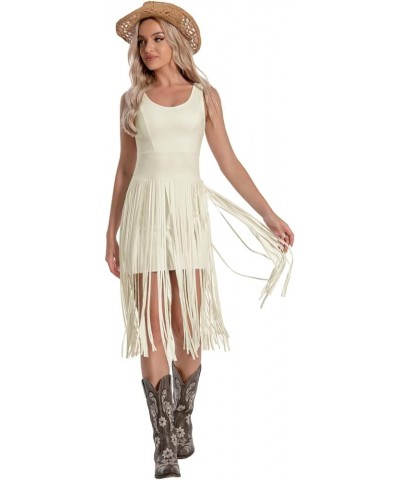 Western Dress for Women Cowgirl Fringe Dresses Sleeveless Tank Tassel Skirt Country Summer Cowboy Outfit Without Belt Yellow ...