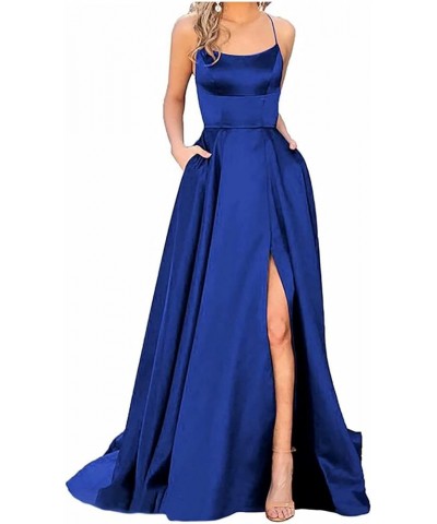 Women High Split Sexy Dress Elegant Cold Shoulder Cutout Long Evening Bodycon Prom Formal Dresses with Floor Length 04dark Bl...