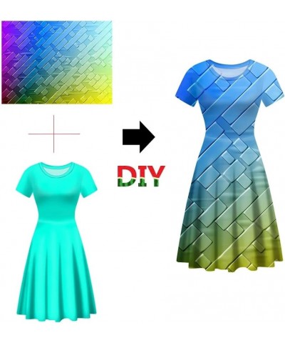 Short Sleeve O Neck Printed Dress Casual Elegant Party Midi A-Line Dress for Party (S-4XL) Pattern 14 $15.04 Dresses