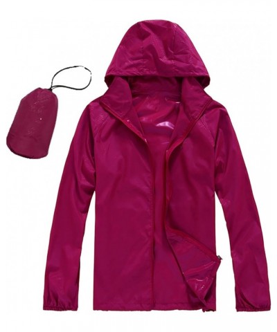 Women's Raincoats Waterproof Windbreaker Windproof Solid Color Rain Jacket Lightweight Outdoor Hooded Trench Coats Wine $7.06...