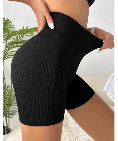 3 Piece Tie Dye Ribbed Workout Shorts for Women Seamless Gym Athletic Yoga High Waist Shorts Black/Black/Black $18.28 Activewear