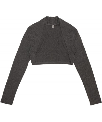 Elegant Shrugs for Women's Long Sleeve Cotton Knit Open Front Bolero Shrug Dark Grey $14.34 Sweaters