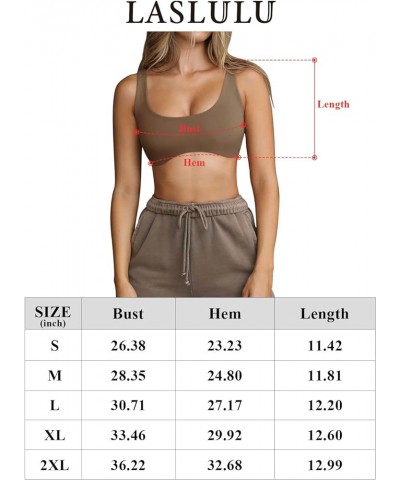 Sexy Sports Bras for Women Scoop Neck Sleeveless Padded Bra Workout Yoga Bra Crop Top Coffee $10.00 Lingerie