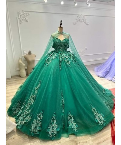 Tulle Quinceanera Dresses Lace Ball Gown Puffy Sweet 16 Dresses for Women Off Shoulder Party Dress with Cape Y110 Black $76.1...