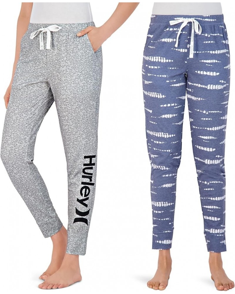 Womens 2 pack pajama pants, cute super soft sleep joggers Med Heahter Grey/Wav $13.23 Activewear