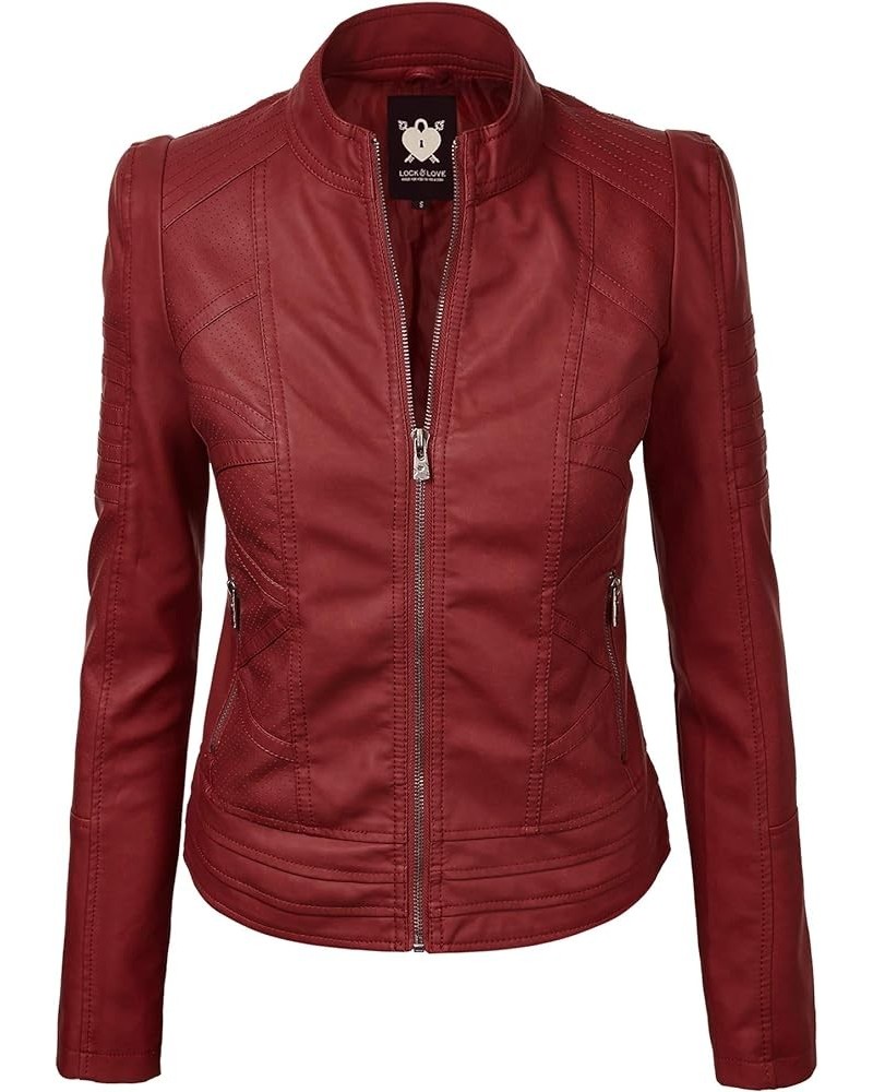 Women's Faux leather Motocycle Biker Jacket Coat Wjc746_red $31.26 Coats