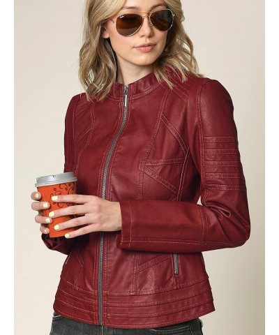 Women's Faux leather Motocycle Biker Jacket Coat Wjc746_red $31.26 Coats