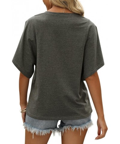 Women Summer Tops V-Neck T-Shirts Womens Tops Dressy Casual Puff Long-Sleeve Tops Tunic Tops Blouse A-grey $14.53 T-Shirts