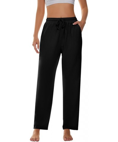 Wide Leg Capri Yoga Pants For Women Casual Summer Loose High Waisted Drawstring Pajama Sweatpants With Pockets A-black $11.59...