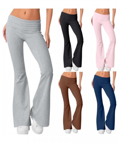 Flare Pants for Women 2024,Women's Fashion Slim Fit Low Waist Elastic Flare Yoga Pants Light Gray $9.85 Activewear