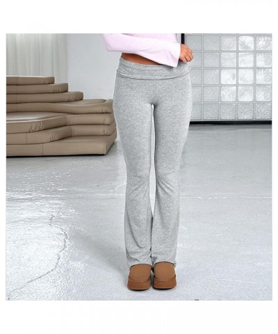 Flare Pants for Women 2024,Women's Fashion Slim Fit Low Waist Elastic Flare Yoga Pants Light Gray $9.85 Activewear