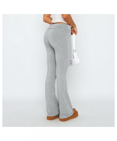 Flare Pants for Women 2024,Women's Fashion Slim Fit Low Waist Elastic Flare Yoga Pants Light Gray $9.85 Activewear